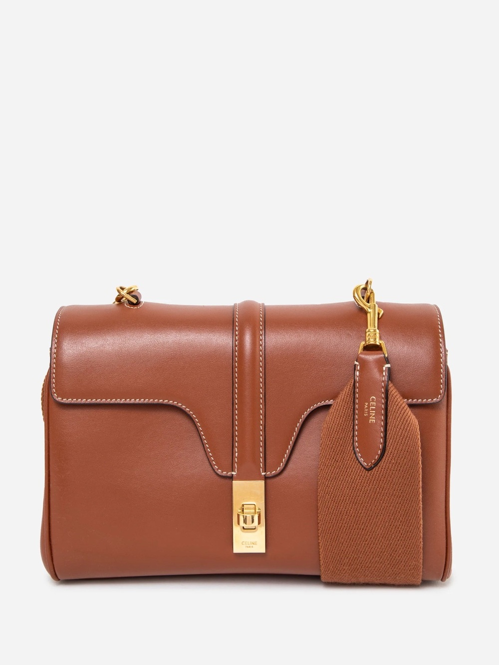 Celine 2021 Tan Calfskin Teen Soft 16 Shoulder Bag